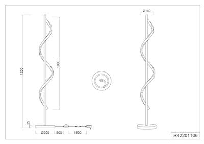 Trio Staande vloerlampIsabel 120cm hoog chroom - R42201106