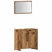 3-delige Badkamermeubelset bewerkt hout oud houtkleurig - thumbnail
