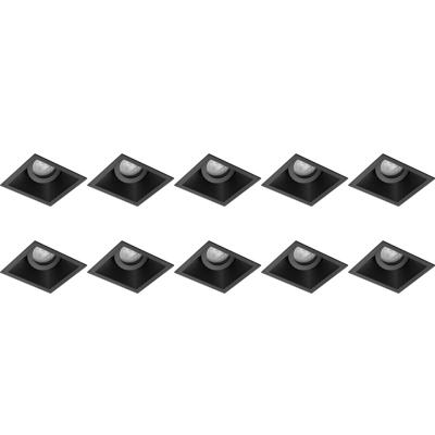 Spot Armatuur 10 Pack - Pragmi Zano Pro - GU10 Inbouwspot - Vierkant - Zwart - Aluminium - Kantelbaar - 93mm