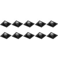 Spot Armatuur 10 Pack - Pragmi Zano Pro - GU10 Inbouwspot - Vierkant - Zwart - Aluminium - Kantelbaar - 93mm - thumbnail