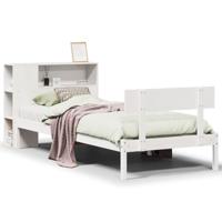 Bed met boekenkast zonder matras grenenhout wit 90x200 cm - thumbnail