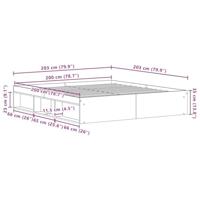 Bedframe zonder matras 200x200 cm bewerkt hout zwart eikenkleur - thumbnail