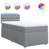 Boxspring met matras stof lichtgrijs 90x200 cm - thumbnail