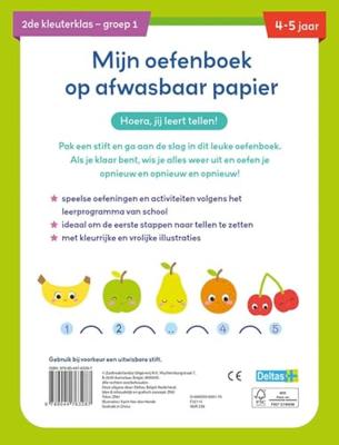 Mijn oefenboek op afwasbaar papier Eerste telspelletjes 4-5 j.