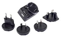 Manhattan- Products USB-reisstekker - USB-oplader met verwisselbare stekkers, reisadapter, wand-reisadapter, stopcontact EU/UK USA AU, oplader - thumbnail