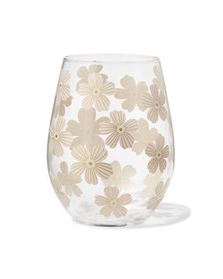 HEMA Glas 550ml bloemen (beige)