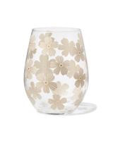 HEMA Glas 550ml bloemen (beige) - thumbnail