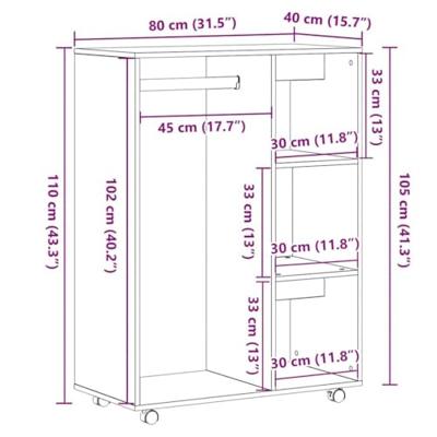 Kledingkast 80x40x110 cm bewerkt hout zwart eikenkleur