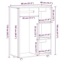 Kledingkast 80x40x110 cm bewerkt hout zwart eikenkleur - thumbnail