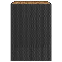 Tuintafel met acaciahouten blad 105x80x110 cm poly rattan zwart - thumbnail