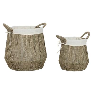 Wasmand Home ESPRIT Wit Natuurlijk Zeealgen 43 x 43 x 48 cm (2 Stuks)