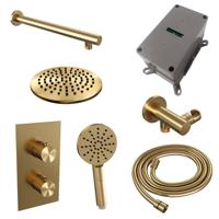 Regendoucheset Inbouw Brauer Gold Carving Thermostatisch 20 cm met 3-Weg Omstelling, Wandarm en 3-Standen Handdouche Geborsteld Goud Brauer - thumbnail
