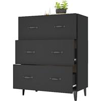 Dressoir 69,5x34x90 cm bewerkt hout zwart - thumbnail