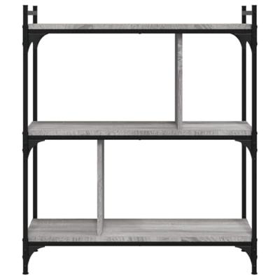 Boekenkast 3-laags 76x32x88 cm bewerkt hout grijs sonoma