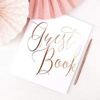 Gastenboek wit rose gold letters - thumbnail