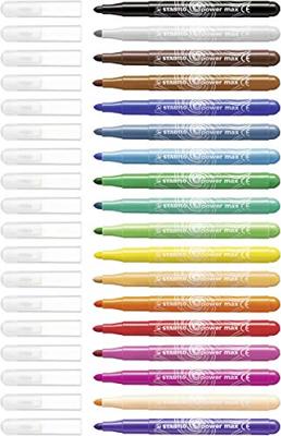 STABILO power max viltstift, etui van 18 stuks in geassorteerde kleuren STABILO power max viltstift, etui van 18 stuks in geassorteerde kleuren