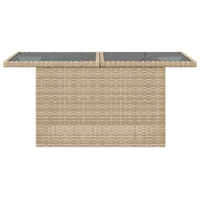Tuintafel met glazen blad 100x55x73 cm poly rattan beige