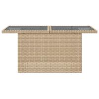 Tuintafel met glazen blad 100x55x73 cm poly rattan beige - thumbnail