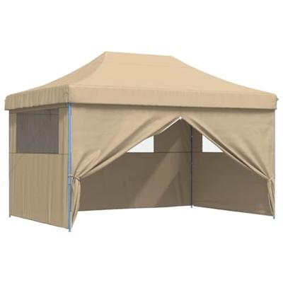 Partytent inklapbaar pop-up met 4 zijwanden beige Partytent inklapbaar pop-up met 4 zijwanden beige