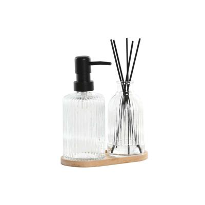 Badset Home ESPRIT Zwart Transparant Bamboe Kristal Modern 3 Onderdelen
