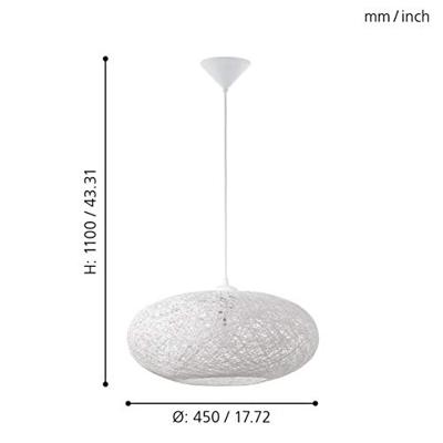 Eglo Landelijke hanglampCampilo 45cm wit - 93373
