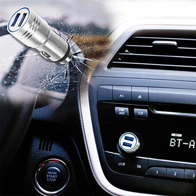 LogiLink Ladegerät USB-oplader 10.5 W 2x USB-A Zilver Auto Met noodhamer-functie - thumbnail