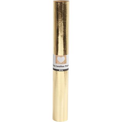 Creativ Company Faux leather papier, b: 49 cm, unikleurig,met folie, 350 gr, goud, 1 m/ 1 rol