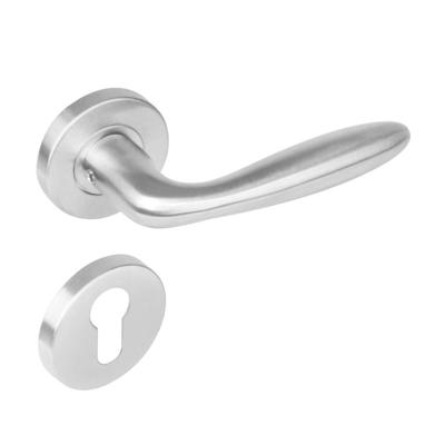 Deurkruk 1281 Jupiter op rond rozet staal met 7mm nok met profielcilindergat plaatjes RVS
