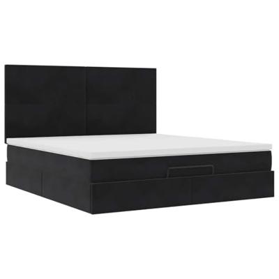 Ottoman bed met matrassen en LED's 180x200cm fluweel zwart