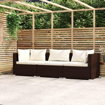 Trendy Driezitsbank met kussens polyrattan bruin Trendy Driezitsbank met kussens polyrattan bruin