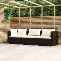 Trendy Driezitsbank met kussens polyrattan bruin - thumbnail