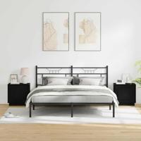 Nachtkastje met 2 pcs Zwart 44 x 34,5 x 45 cm Bewerkt hout - thumbnail