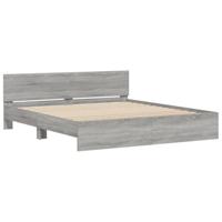 Bedframe met hoofdeinde en LED grijs sonoma eiken 200x200 cm - thumbnail