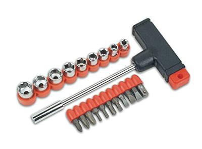 Brüder Mannesmann T-greep met bits en doppen 1/4 (Hobby) - 148-KOMBI
