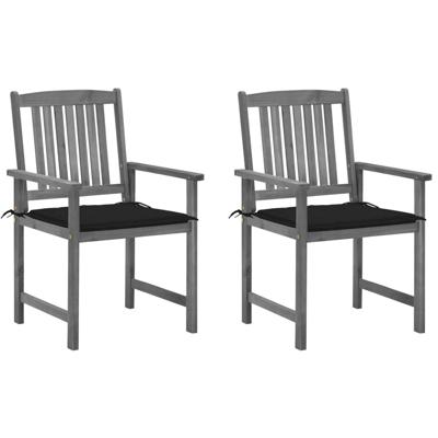 VidaXL Tuinstoelen 2 st met kussens massief acaciahout grijs