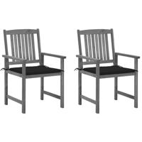 VidaXL Tuinstoelen 2 st met kussens massief acaciahout grijs - thumbnail