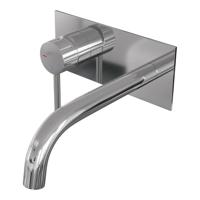 Brauer Stripe inbouw wastafelmengkraan met gebogen uitloop en afdekplaat model A2 chroom - thumbnail