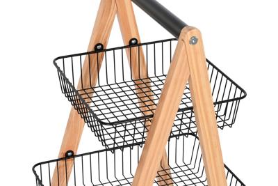 Fruitschaal Home ESPRIT Zwart Natuurlijk Staal Pijnboom 48 x 32 x 79 cm