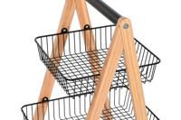 Fruitschaal Home ESPRIT Zwart Natuurlijk Staal Pijnboom 48 x 32 x 79 cm - thumbnail