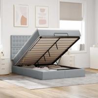 Ottoman bed met matras 140x190cm stof lichtgrijs - thumbnail
