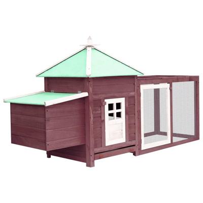 Kippenhok met nestkast 193x68x104 massief vurenhout mokka