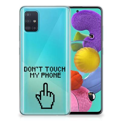 Samsung Galaxy A51 Silicone-hoesje Finger Don't Touch My Phone Samsung Galaxy A51 Silicone-hoesje Finger Don't Touch My Phone