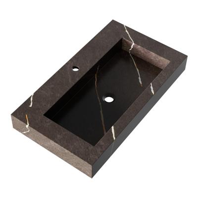 Brauer Coral Wastafel - 80 cm - met 1 Spoelbak en 1 Kraangat - Marmerlook Copper Brown