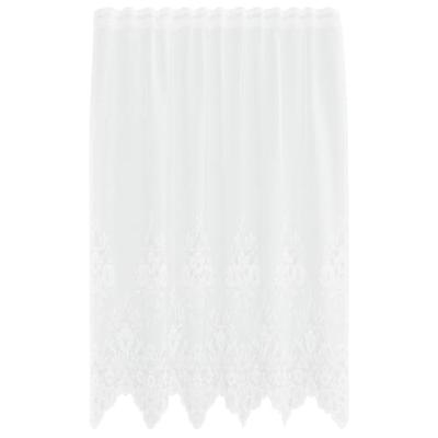 VidaXL Kantgordijn met gordijnen bloemen wit 180 x 150 cm polyester