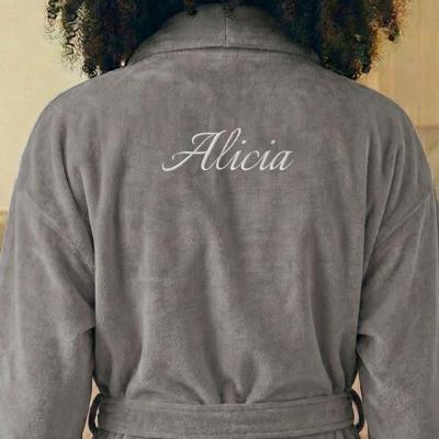 Dames badjas borduren - Grijs - S/M