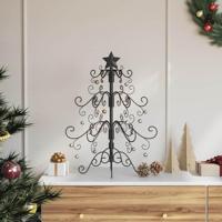 Metalen kerstboom met standaard Zwart 60 cm Poedergecoat staal - thumbnail