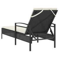Ligbed met kussen 63x200x81 cm poly rattan zwart - thumbnail