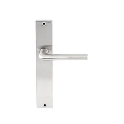 Hardbrass Deurkruk Samos op rechthoekig langschild blind - RVS Hardbrass Deurkruk Samos op rechthoekig langschild blind - RVS