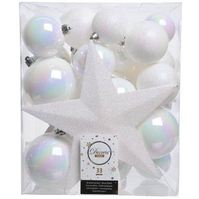 Kerstbal plastic d8 cm wit/iris ass 33st Decoris - Decoris Kerstbal plastic d8 cm wit/iris ass 33st Decoris - Decoris