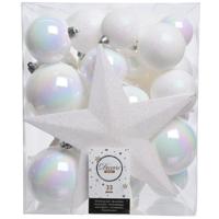 Kerstbal plastic d8 cm wit/iris ass 33st Decoris - Decoris - thumbnail